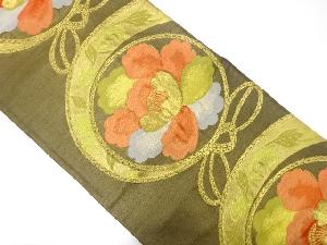 組紐に牡丹模様織り出し袋帯